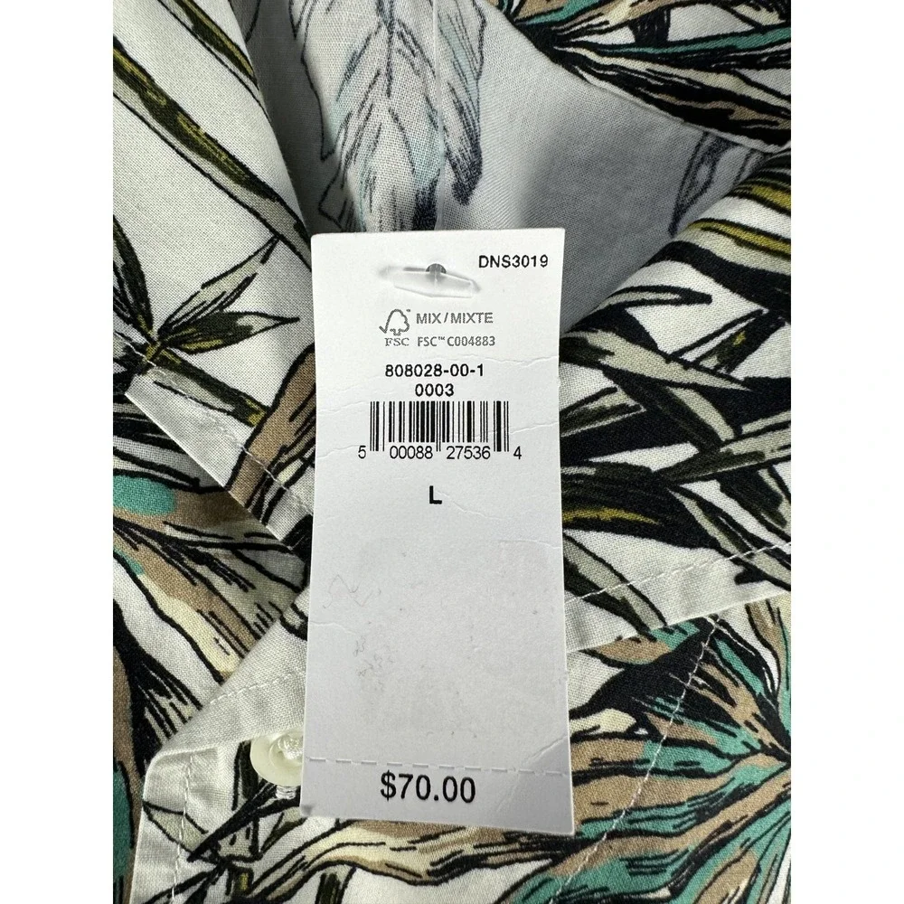 Banana Republic Shirt Large Beige Floral Hawaiian Resort Camp Loop Collar New